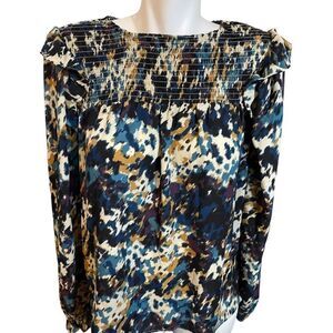 Zac & Rachel/Women's Tunic Top/Black Purple Brown/Abstract/Size Medium